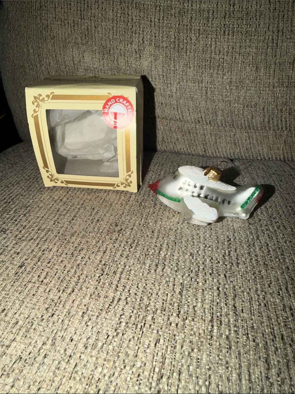 Gorgeous Vintage Handblown White Airplane Glass Ornament Made in Poland byImpuls